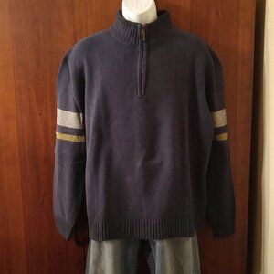 Eddie Bauer quarter zip stripe sleeve sweater men's size X-Large